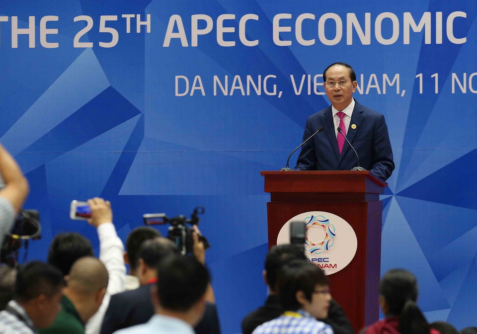 Chủ tịch nước Trần Đại Quang Đây nhấn mạnh đây cũng là dịp để Việt Nam khẳng định đường lối đối ngoại độc lập, tự chủ, đa dạng hóa, đa phương hóa và hội nhập quốc tế sâu rộng. (Ảnh: TTXVN)