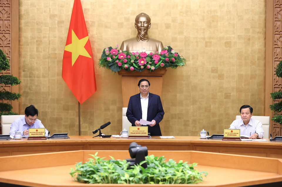 Thủ tướng Phạm Minh Chính chủ trì Phiên họp Chính phủ thường kỳ tháng 10. (Ảnh: Dương Giang/TTXVN)