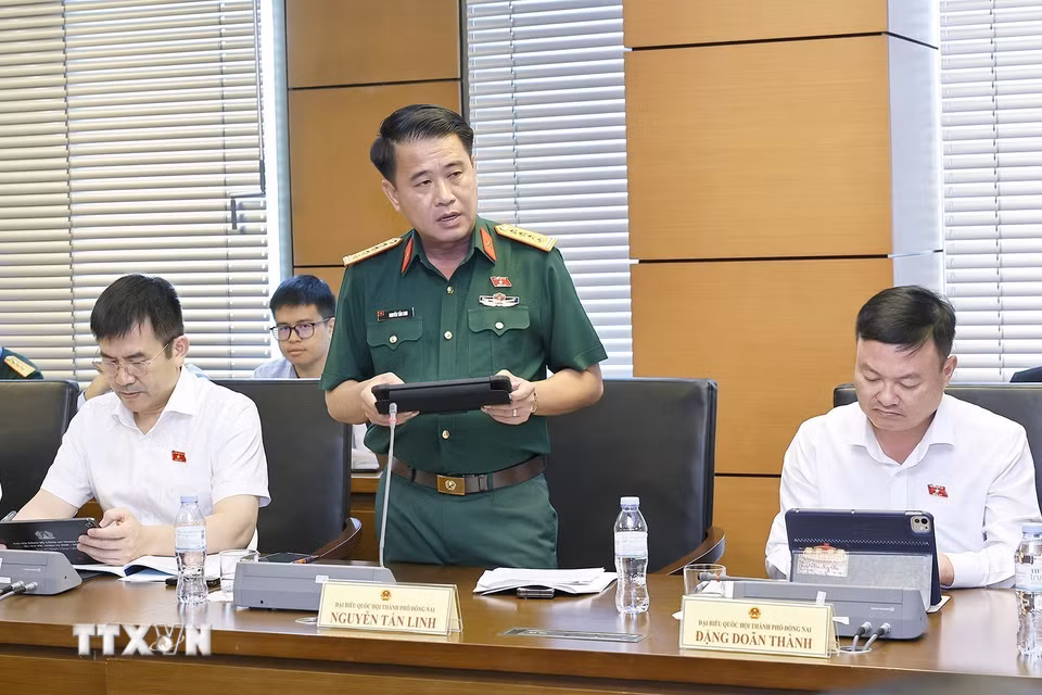 Đại biểu Quốc hội thành phố Đồng Nai Nguyễn Tấn Linh phát biểu ý kiến. (Ảnh: Doãn Tấn/TTXVN)