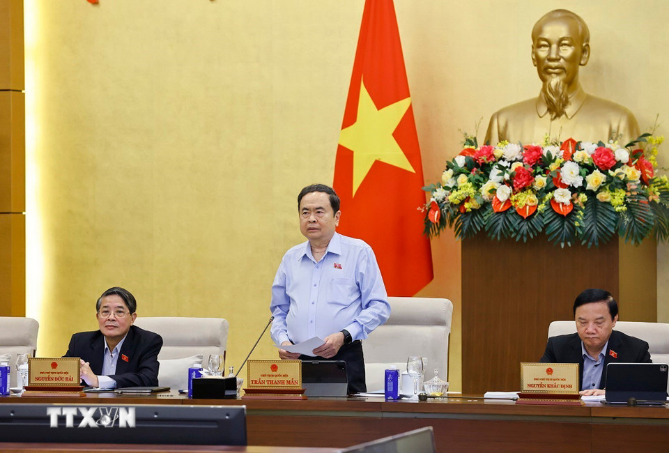 Chủ tịch Quốc hội Trần Thanh Mẫn phát biểu khai mạc. (Ảnh: Doãn Tấn/TTXVN)