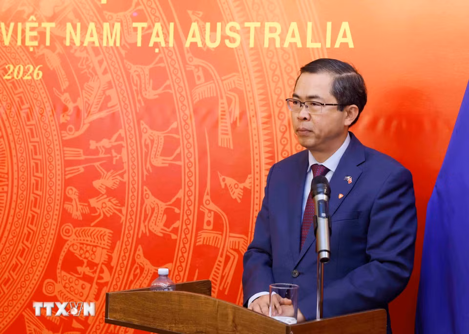 Đại sứ đặc mệnh Toàn quyền nước CHXHCN Việt Nam tại Australia Phạm Hùng Tâm phát biểu. (Ảnh: Thống Nhất/TTXVN)