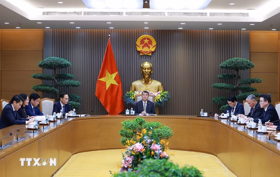 Quang cảnh buổi điện đàm. (Ảnh: Dương Giang/TTXVN)