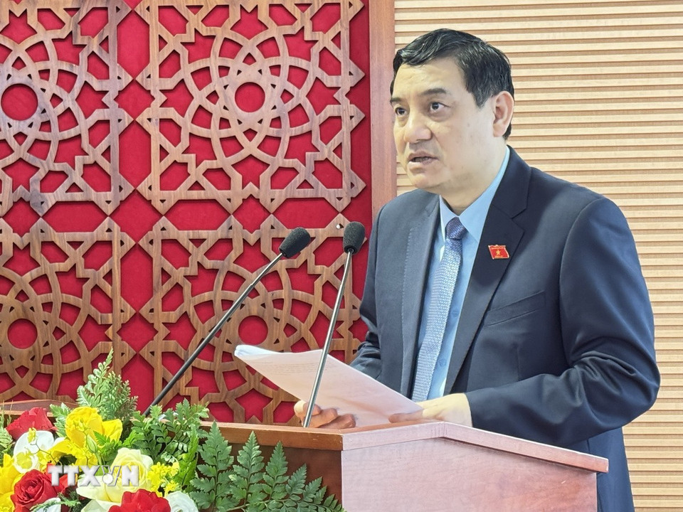 Chủ nhiệm Ủy ban Văn hóa và Xã hội Nguyễn Đắc Vinh phát động phong trào thi đua năm 2026. (Ảnh: Hải Ngọc/TTXVN)