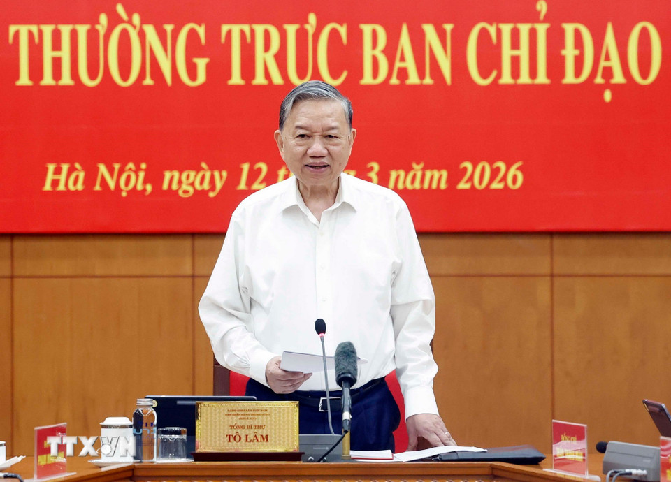 Tổng Bí thư Tô Lâm phát biểu. (Ảnh: Thống Nhất/TTXVN)