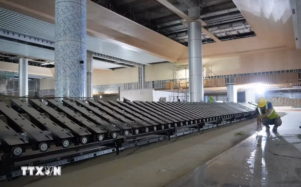 Hệ thống xử lý hành lý đã được lắp đặt tại nhà ga hành khách sân bay Long Thành. (Ảnh: Công Phong/TTXVN)