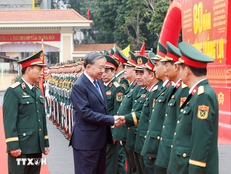Tổng Bí thư Tô Lâm đến dự Lễ kỷ niệm 80 năm Ngày thành lập Binh chủng Công binh. (Ảnh: Thống Nhất/TTXVN)