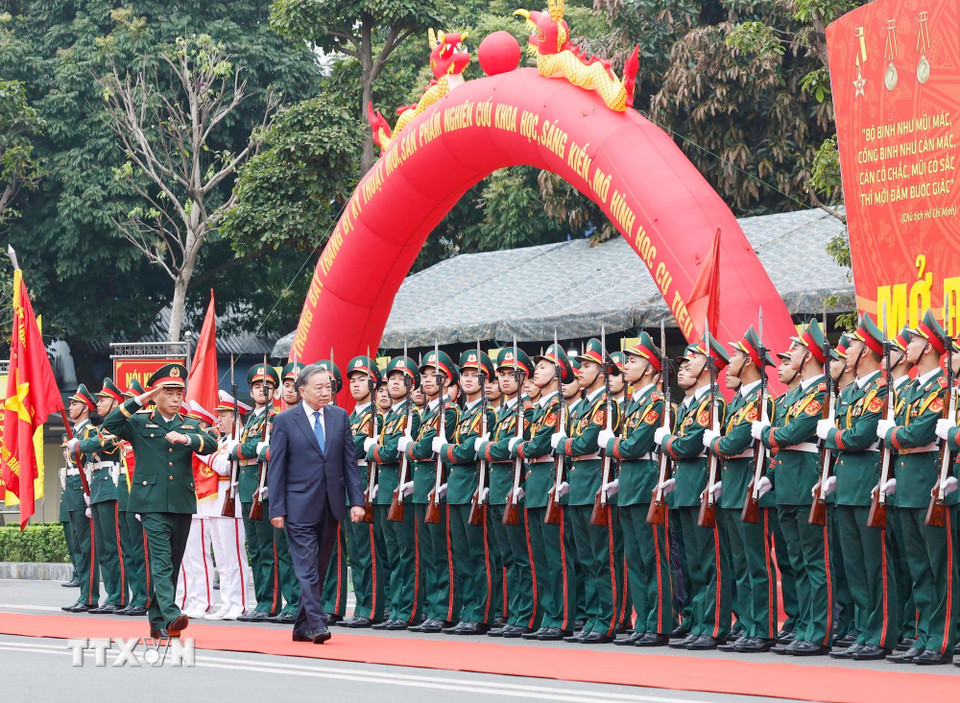 Tổng Bí thư Tô Lâm dự Lễ kỷ niệm 80 năm Ngày thành lập Binh chủng Công binh. (Ảnh: Thống Nhất/TTXVN)