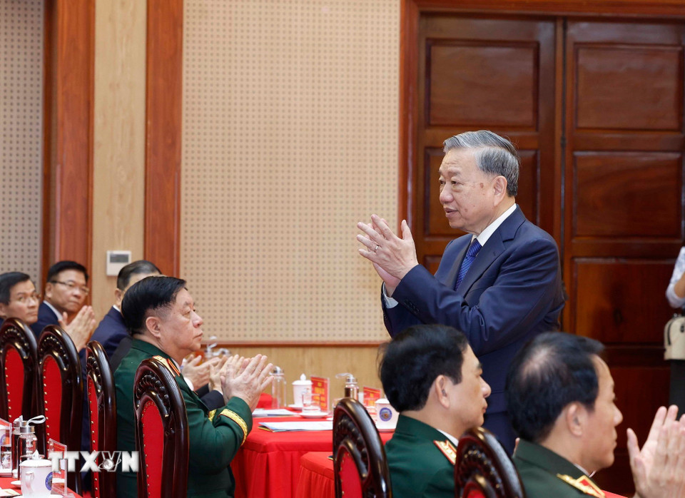 Tổng Bí thư Tô Lâm dự Lễ kỷ niệm 80 năm Ngày thành lập Binh chủng Công binh. (Ảnh: Thống Nhất/TTXVN)