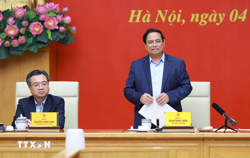 Bí thư Đảng ủy, Thủ tướng Chính phủ Phạm Minh Chính phát biểu. (Ảnh: Dương Giang/TTXVN)