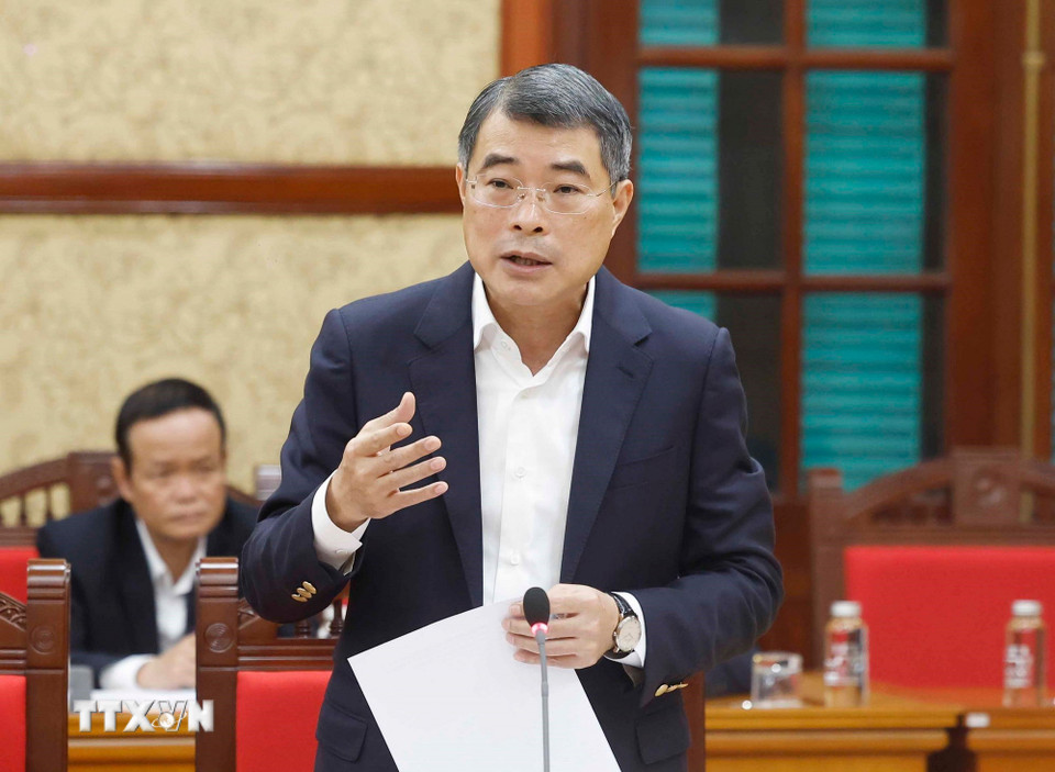 Ông Lê Minh Hưng, Ủy viên Bộ Chính trị, Bí thư Trung ương Đảng, Trưởng Ban Tổ chức Trung ương phát biểu. (Ảnh: Thống Nhất/TTXVN)