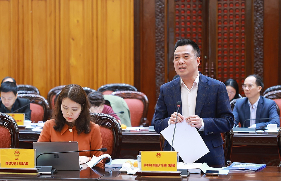 Thứ trưởng Bộ Nông nghiệp và Môi trường Đặng Ngọc Điệp phát biểu. (Ảnh: Dương Giang/TTXVN)