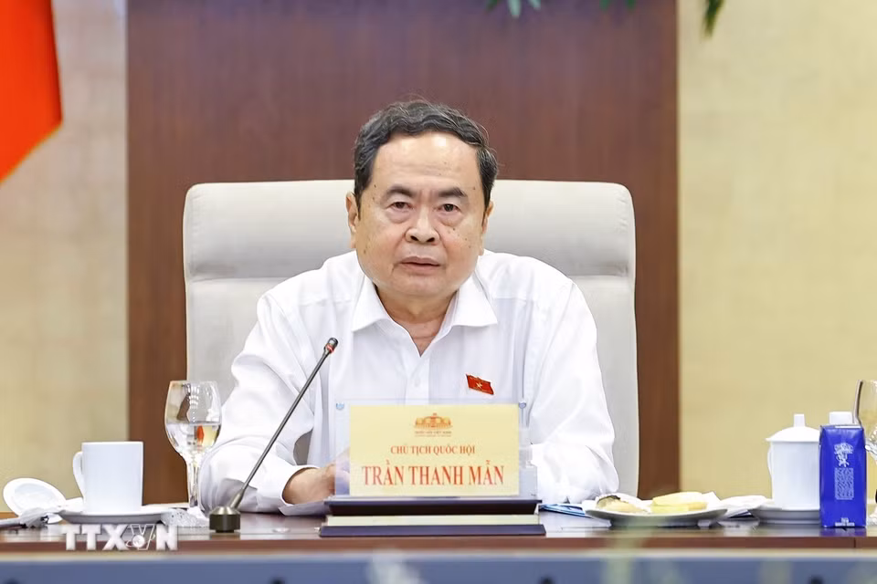 Chủ tịch Quốc hội Trần Thanh Mẫn phát biểu. (Ảnh: Doãn Tấn/TTXVN)