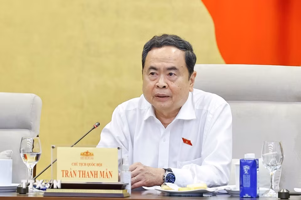 Chủ tịch Quốc hội Trần Thanh Mẫn phát biểu. (Ảnh: Doãn Tấn/TTXVN)