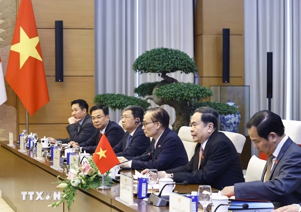 Chủ tịch Quốc hội Trần Thanh Mẫn phát biểu. (Ảnh: Doãn Tấn/TTXVN)