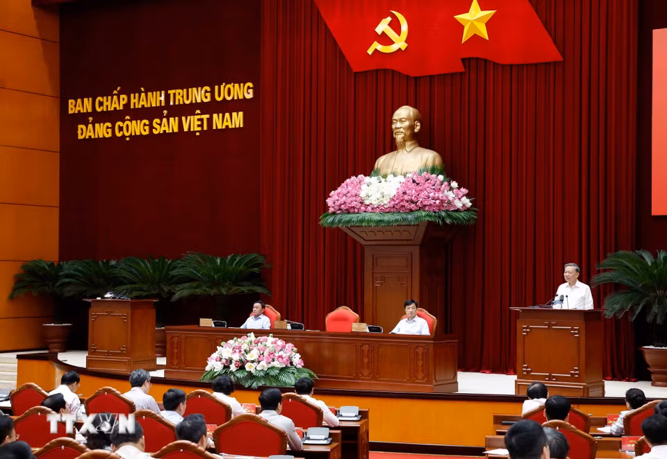 Tổng Bí thư, Chủ tịch nước Tô Lâm chủ trì cuộc gặp mặt cán bộ quy hoạch diện Bộ Chính trị quản lý. (Ảnh: Thống Nhất /TTXVN)