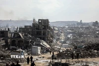 Cảnh đổ nát do xung đột tại Dải Gaza. (Ảnh: THX/TTXVN)