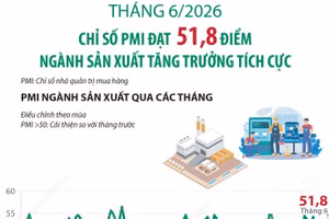 PMI tháng 6 đạt 51,8 điểm, ngành sản xuất tăng trưởng tích cực