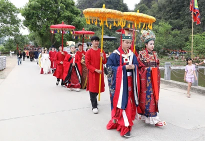 Chương trình Đông A Khải Hoàn tái hiện một phần nền văn hóa của thời Trần. (Ảnh: Đức Phương/TTXVN)
