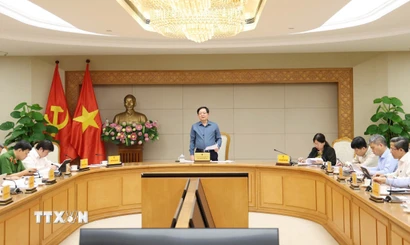 Phó Thủ tướng Hồ Quốc Dũng chủ trì cuộc họp về cơ sở dữ liệu quốc gia về đất đai. (Ảnh: Xuân Tùng/TTXVN)