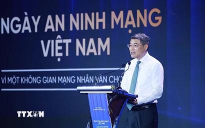 Thủ tướng Lê Minh Hưng, Trưởng ban Chỉ đạo An ninh mạng quốc gia phát động hưởng ứng Ngày An ninh mạng Việt Nam (6/8) với thông điệp “Vì một không gian mạng nhân văn cho mỗi người". (Ảnh: Dương Giang/TTXVN)