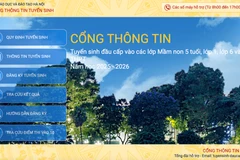 Cổng thông tin tuyển sinh đầu cấp của Hà Nội. (Ảnh chụp màn hình)