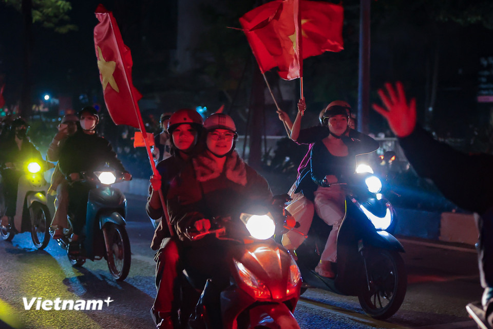 Chiến thắng nghẹt thở sau loạt sút luân lưu giúp thầy trò HLV Kim Sang-sik khép lại một hành trình đầy cảm xúc cho các cầu thủ trẻ U23 Việt Nam. (Ảnh: Hoài Nam/Vietnam+)