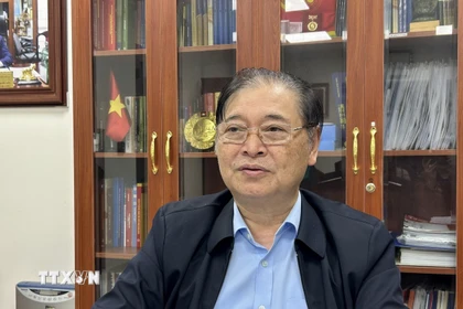 Tiến sỹ khoa học Phan Xuân Dũng, Chủ tịch Liên hiệp các Hội Khoa học và Kỹ thuật Việt Nam, kỳ vọng về sứ mệnh của giới trí thức tại Đại hội XIV của Đảng. (Ảnh: Diệu Thúy/TTXVN)