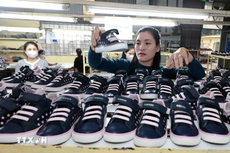 Doanh nghiệp hoạt động trong lĩnh vực giày da cần tuyển lao động nhiều nhất. (Ảnh: Trần Việt/TTXVN)