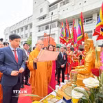 Tái hiện nghi thức Giỗ Tổ Hùng Vương tại lễ hội. (Ảnh: Nguyễn Tuyến/TTXVN)