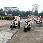 Lực lượng Công an tỉnh Lạng Sơn ra quân tấn công, trấn áp tội phạm dịp Tết Nguyên đán Bính Ngọ năm 2026. (Ảnh: Văn Đạt/TTXVN)