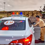 Quy trình sát hạch luôn có lực lượng Cảnh sát giao thông giám sát và được giám sát bằng camera, hạn chế tiêu cực. (Ảnh: Trung Nguyên/TTXVN)