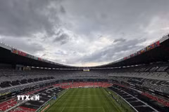 Sân Azteca ở Mexico City sẵn sàng cho lễ khai mạc và trận mở màn World Cup 2026. (Ảnh: Anh Ngọc/TTXVN)