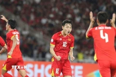 Niềm vui của các cầu thủ U23 Việt Nam. (Ảnh: TTXVN phát)