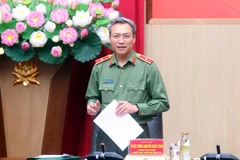 Thiếu tướng Nguyễn Quốc Toản, Chánh Văn phòng Bộ Công an, Người phát ngôn Bộ Công an phát biểu tại Họp báo. (Nguồn: Bộ Công an)