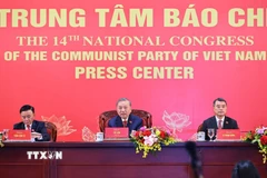 Tổng Bí thư Tô Lâm chủ trì họp báo công bố kết quả Đại hội XIV của Đảng. (Ảnh: TTXVN)