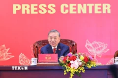 Tổng Bí thư Tô Lâm chủ trì họp báo công bố kết quả Đại hội XIV của Đảng. (Ảnh: TTXVN)