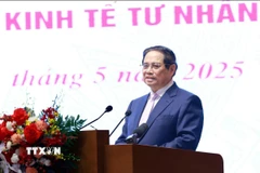 Thủ tướng Phạm Minh Chính phát biểu tại cuộc tọa đàm với doanh nghiệp về phát triển kinh tế tư nhân. (Ảnh: Dương Giang/TTXVN)