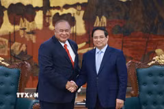 Thủ tướng Phạm Minh Chính tiếp Bộ trưởng Ngoại giao và Hợp tác Timor Leste Bendito dos Santos Freitas. (Ảnh: Dương Giang/TTXVN)
