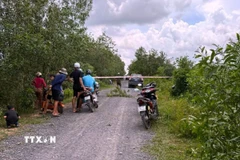 Hiện trường nơi đối tượng phi tang xác nạn nhân tại xã xã Bình Hiệp (tỉnh Tây Ninh). (Ảnh: TTXVN phát)