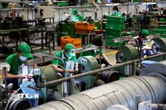 Người lao động làm việc tại khu công nghiệp Tân Phú Trung, huyện Củ Chi, Thành phố Hồ Chí Minh. (Ảnh: Hồng Đạt/TTXVN)