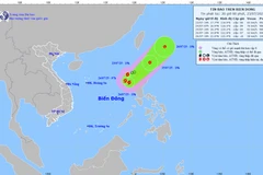 Hướng di chuyển của bão. (Nguồn: Trung tâm Dự báo Khí tượng Thủy văn Quốc gia)