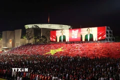 Lễ chào cờ tại Sơ duyệt cấp Nhà nước Lễ kỷ niệm, diễu binh, diễu hành 80 năm Cách mạng Tháng Tám thành công và Quốc khánh nước CHXHCN Việt Nam 2/9. (Ảnh: Quốc Khánh/TTXVN)