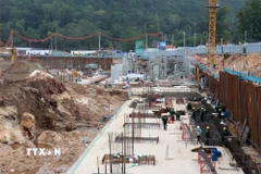 Công trường thi công Dự án Trung tâm tổ chức Hội nghị APEC 2027 và các công trình chức năng. (Ảnh: Lê Huy Hải/TTXVN)