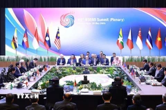 Phiên toàn thể Hội nghị Cấp cao ASEAN lần thứ 46. (Ảnh: Dương Giang/TTXVN)
