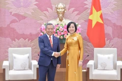 Phó Chủ tịch Quốc hội Nguyễn Thị Thanh tiếp Bộ trưởng Bộ Công nghệ và Truyền thông, Chủ tịch Hội hữu nghị Lào-Việt Nam Boviengkham Vongdara. (Nguồn: Báo Đại biểu Nhân dân)