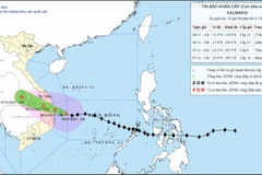 Hướng di chuyển của bão. (Nguồn: Trung tâm Dự báo Khí tượng Thủy văn Quốc gia)