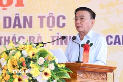 Đồng chí Trần Cẩm Tú, ủy viên Bộ Chính trị, Thường trực Ban Bí thư phát biểu tại Ngày hội. (Ảnh: Phương Hoa/TTXVN)