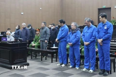 Các bị cáo tại phiên tòa. (Ảnh: Kim Anh/TTXVN)