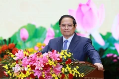 Thủ tướng Phạm Minh Chính, Bí thư Đảng ủy Chính phủ phát biểu chỉ đạo tại Đại hội. (Ảnh: Dương Giang/TTXVN)
