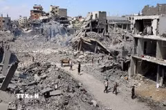 Cảnh đổ nát do xung đột tại Dải Gaza. (Ảnh: IRNA/TTXVN phát)